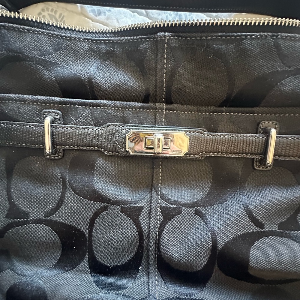 Coach Black Canvas Bag With ‘C’ Pattern On Fabric - image 2